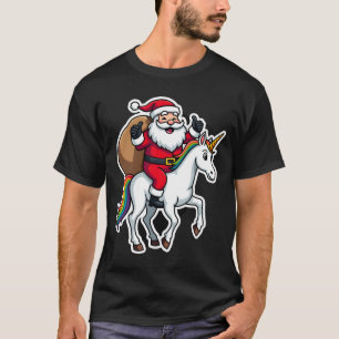 T-shirt Père Noël à cheval sur une licorne - Filles de Noë