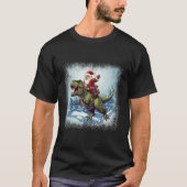 T-shirt Père Noël À cheval Un Dinosaure T-rex Drôle Noël (Devant)
