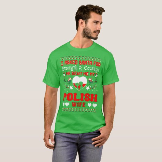T-shirt Père Noël a envoyé à Noël polonais d'épouse le tee (Devant entier)
