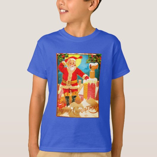 T-shirt Père Noël à la cheminée (Devant)