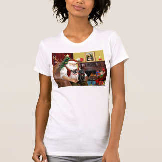 T-shirt Père Noël à la maison - Carlins deux, 2F, 1blk)