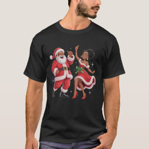 T-shirt Père Noël africain Mme Claus dansant Noël américai