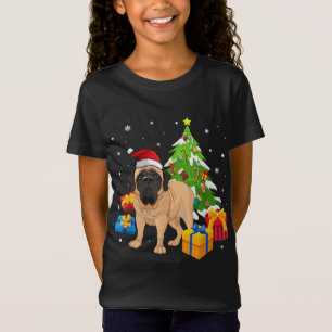 T-Shirt Père Noël Anglais Mastiff Chien Noël Arbre Cadeaux