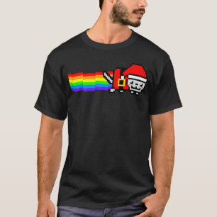 T-shirt Père Noël Arc-en-Ciel Chat Drôle Mignon laid Nerd