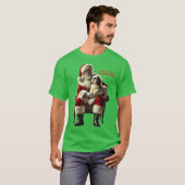 T-shirt Père Noël assis avec un Chien Chien Chien Chien Ch (Devant entier)