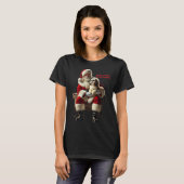 T-shirt Père Noël assis avec un Chien Chien Chien Chien Ch (Devant entier)