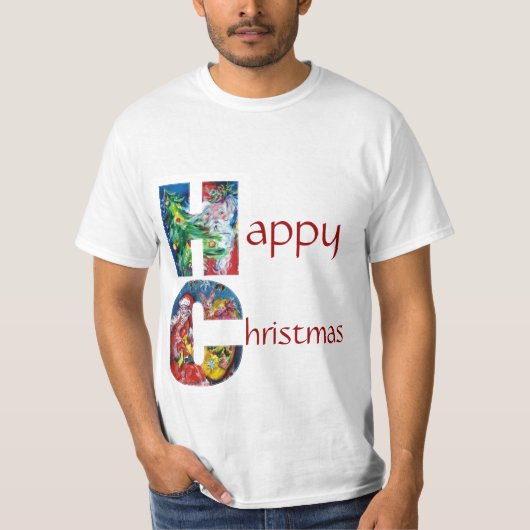 T-SHIRT PÈRE NOËL AVEC CADEAUX ET MONOGRAMME D'ARBRE DE NO (Devant)