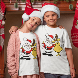 T-shirt Père Noël avec Deer meilleurs amis enfants