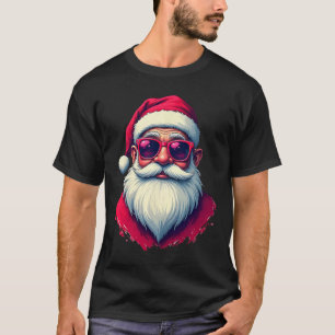 T-shirt Père Noël avec des lunettes de soleil rouges dans