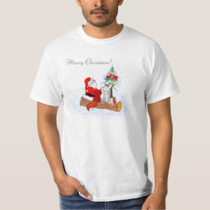 T-shirt Père Noël avec Renard de lapin et écureuil