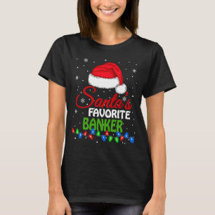 T-shirt Père Noël banquier favori Santa Hat Lights Noël