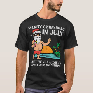 T-shirt Père Noël Beach Joyeux Noël En Juillet Oubliez Mil