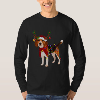 T-shirt père Noël Beagle renne Lumière Noël Beagle papa