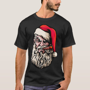 T-shirt Père Noël Beard Cigars Drôle fumée pause Noël