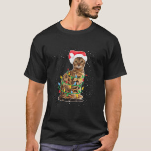 T-shirt père Noël Bengale Chat avec lumières de Noël C