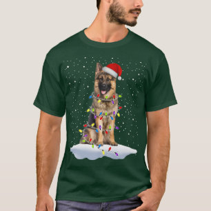 T-shirt Père Noël berger allemand lumières de Noël chien m