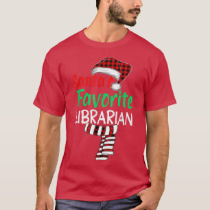 T-shirt Père Noël Bibliothèque préférée Noël Père Noël Red