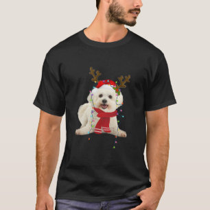 T-shirt père Noël Bichon Frise Chien Superbe Reindeer Ligh