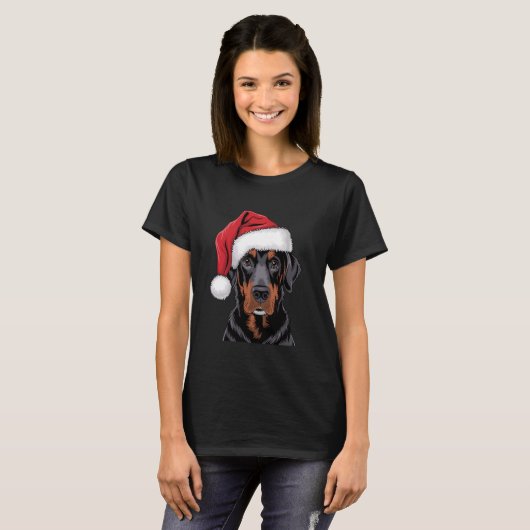 T-shirt Père Noël Black Lab Christmas Chien Labrador Lover (Devant entier)