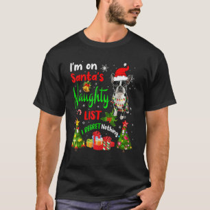 T-shirt Père Noël Boston Terrier Je suis sur Père Noël Nau