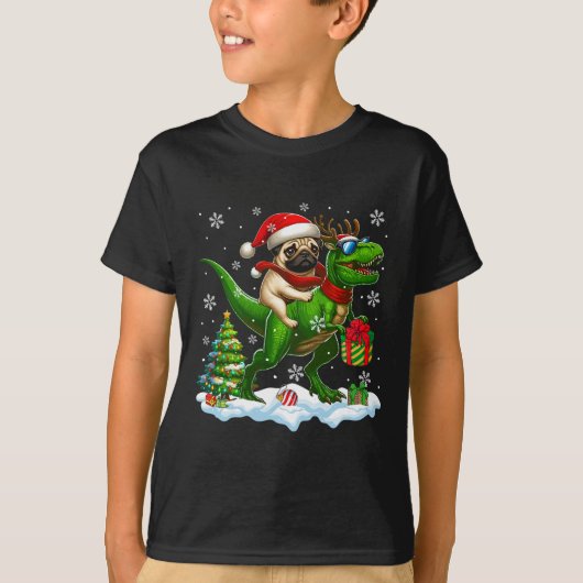 T-shirt Père Noël Carlin équitation Reindeer T-rex Christm (Devant)