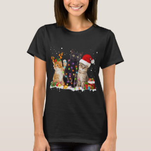 T-shirt Père Noël Cat Light Superbe Reindeer Pyjama Noël