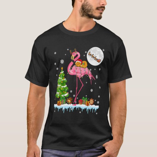 T-shirt Père Noël Cat Ridge Reindeer Flamant rose Arbre de (Devant)