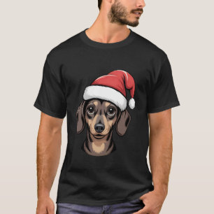 T-shirt Père Noël Chapeau Teckel Amoureux des Chiens Homme