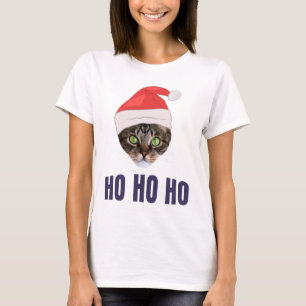 T-shirt Père Noël Chat avec Santa hat, Ho Ho ho Squa d'inv