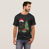 T-shirt Père Noël Chat Noir Tangé Dans Les Lumières De Noë (Devant entier)