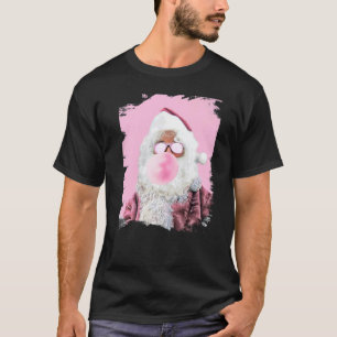 T-shirt Père Noël Cheval Bubble rose gomme Noël