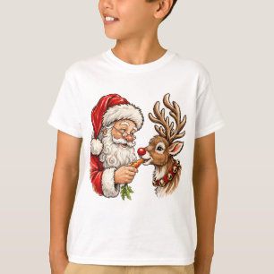 T-shirt Père Noël chevauchant avec des rennes Promenade
