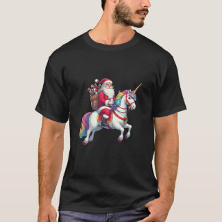 T-shirt Père Noël chevauchant une licorne