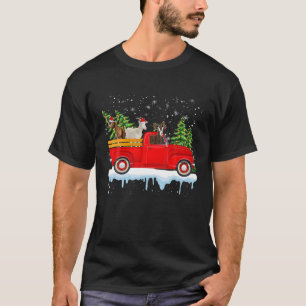 T-shirt Père Noël Chèvre Ride Rouge Camion Arbre de Noël F