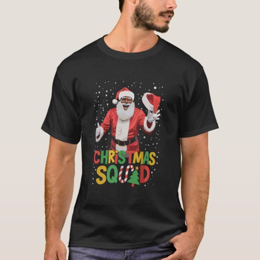 T-shirt Père Noël Christmas Squad Black African American (Devant)