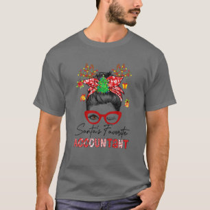 T-shirt Père Noël comptable favori - comptable Messy Bun