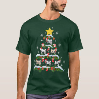 T-shirt Père Noël Cow Christmas Tree Lights Flocs de neige