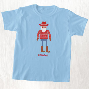 T-shirt Père Noël Cowboy Texte Personnalisé Noël