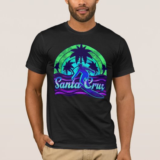 T-shirt Père Noël Cruz Californie Coucher de soleil violet (Devant)