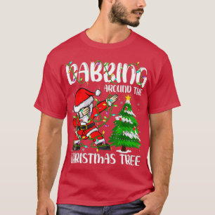 T-shirt Père Noël Dabbing autour de l'enfant illuminé par