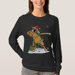 T-shirt Père Noël Dabbing Cheval lumières de Noël drôle No