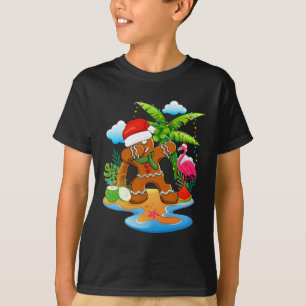 T-shirt Père Noël dabbing Flamingo de pain d'épice Noël su