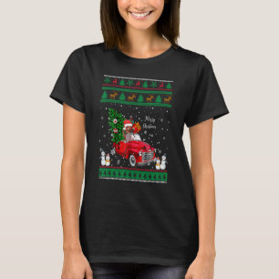 T-shirt Père Noël Dachshund équitation Camion Rouge Joyeux