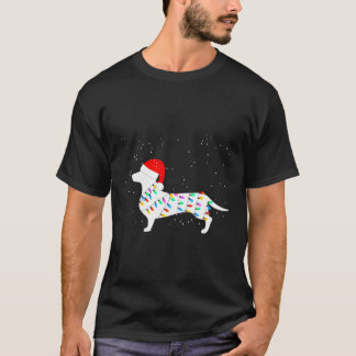 T-shirt Père Noël Dachshund Lumières de Noël Chemise Dachs
