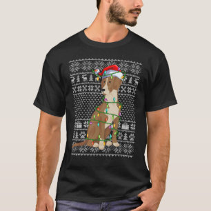 T-shirt Père Noël de chien Saint-Hubert à lumières de Noël