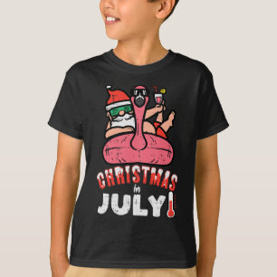 T-shirt Père Noël de juillet Flamingo Gonflable de piscine