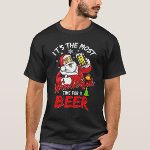 T-shirt Père Noël de Noël Boit de la Bière Moment Merveill