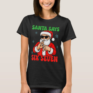 T-shirt Père Noël de Noël dit six sept mains signe drôle 6