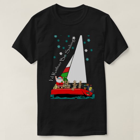T-shirt Père Noël de Noël en voilier de voilier (Design devant)