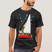 T-shirt Père Noël de Noël en voilier de voilier (Devant)